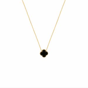 گردنبند تک گل ونکلیف مشکی